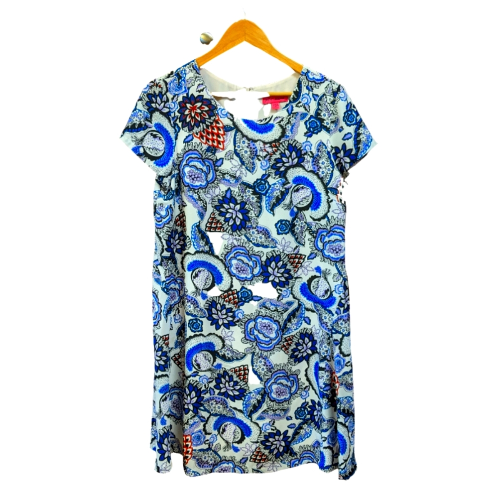 Betsey Johnson, floral dress, blue, Size 10